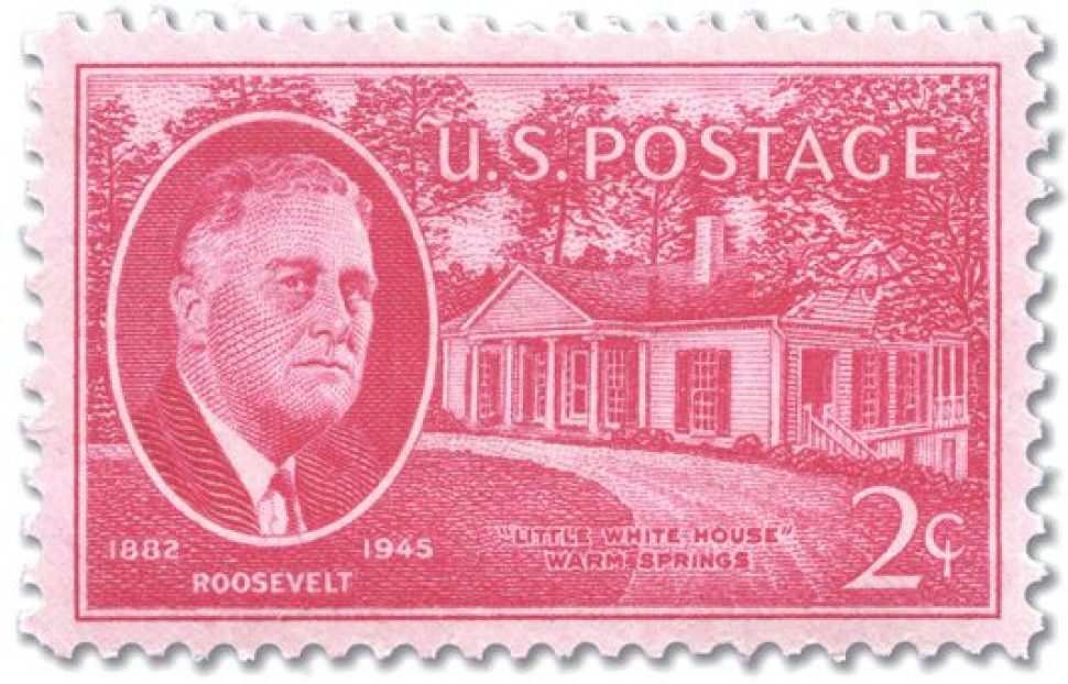 2 cent USA stamp featuring Roosevelt