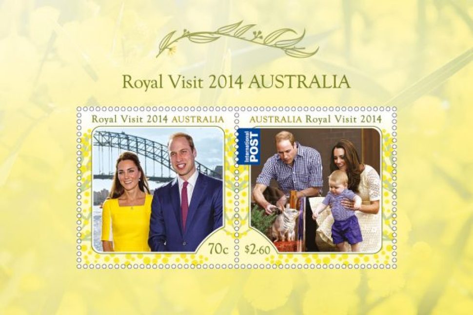2014 Royal Visit minisheet showing Prince Willliam and Catherine