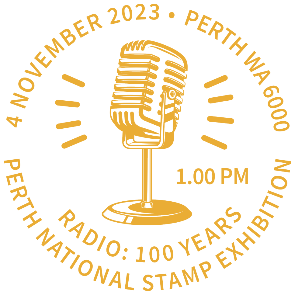 4 November 2023 1PM Perth WA 6000 Perth National Stamp Exhibition Postmark Radio: 100 Years